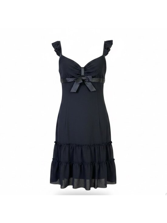 Cecil McBee Dresses & Skirts - Cecil McBee Womens Black Tiered Ruffle Sleeveless Bow Detail Dress Size 9